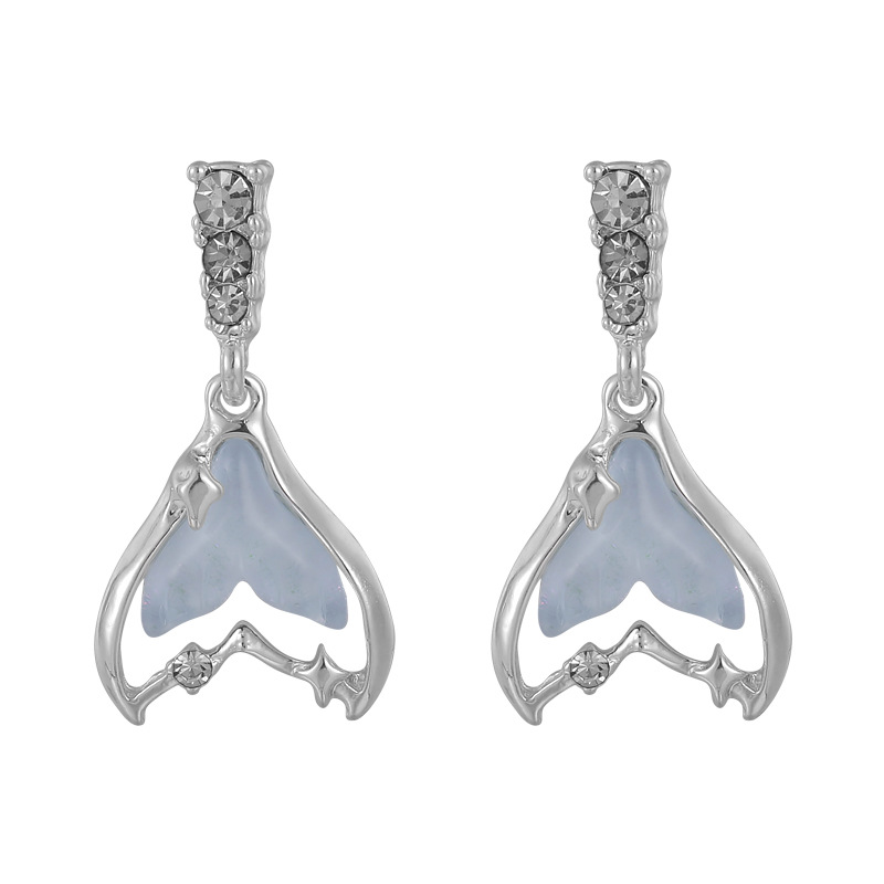 1 Paire Élégant Luxueux Queue De Poisson Incruster Alliage De Zinc Zircon Boucles D'oreilles display picture 10