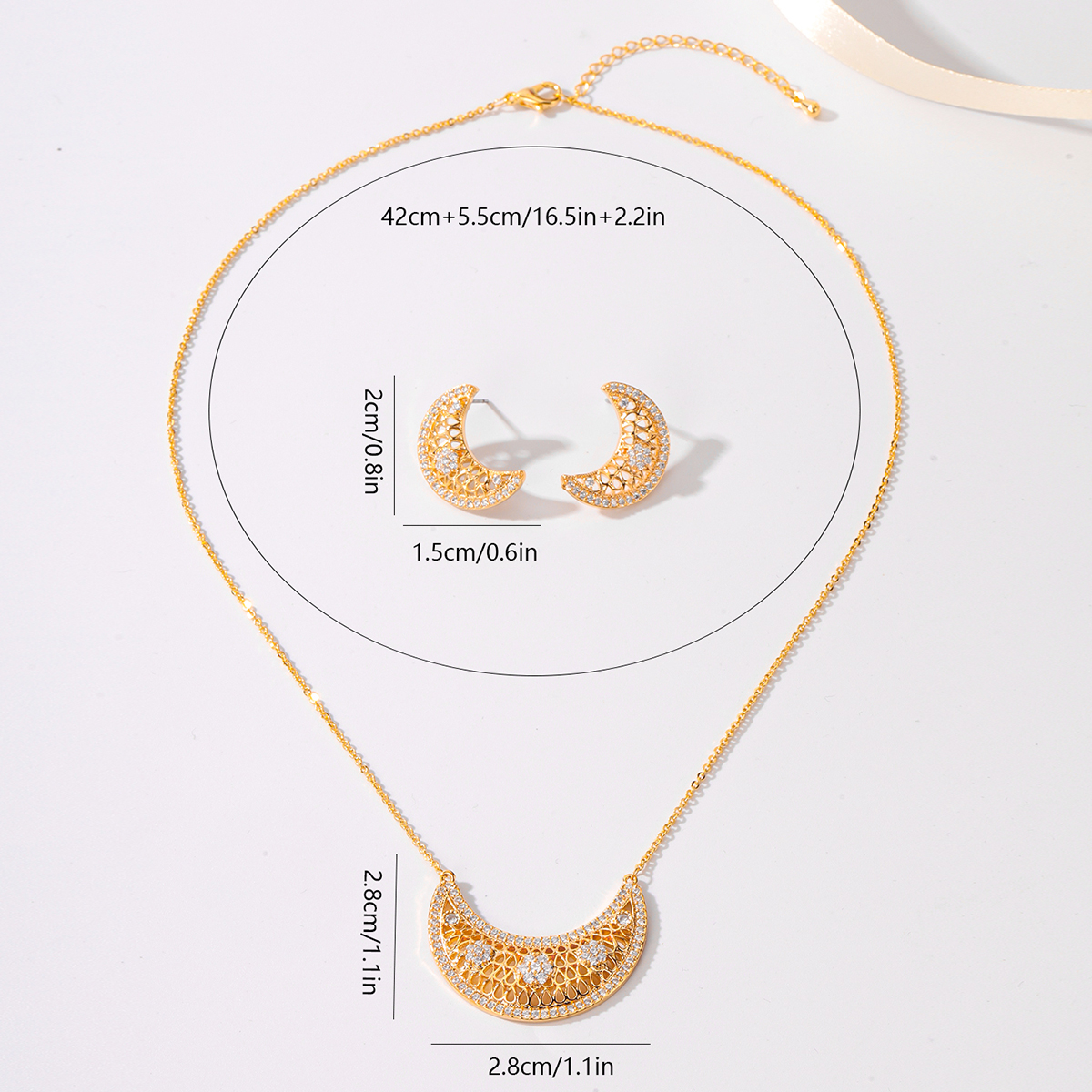 Copper 18K Gold Plated Simple Style Classic Style Inlay Solid Color Zircon Jewelry Set display picture 3