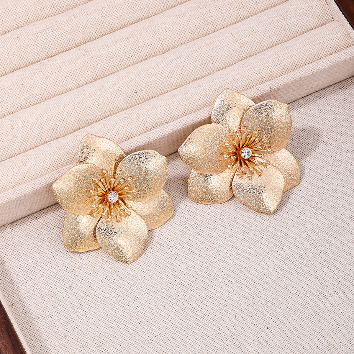 1 Pair Elegant Sweet Artistic Flower Inlay Alloy Rhinestones Ear Studs display picture 5