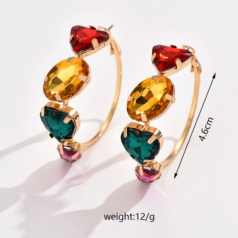 1 Pair IG Style Shiny Geometric Inlay Alloy Rhinestones Earrings display picture 2