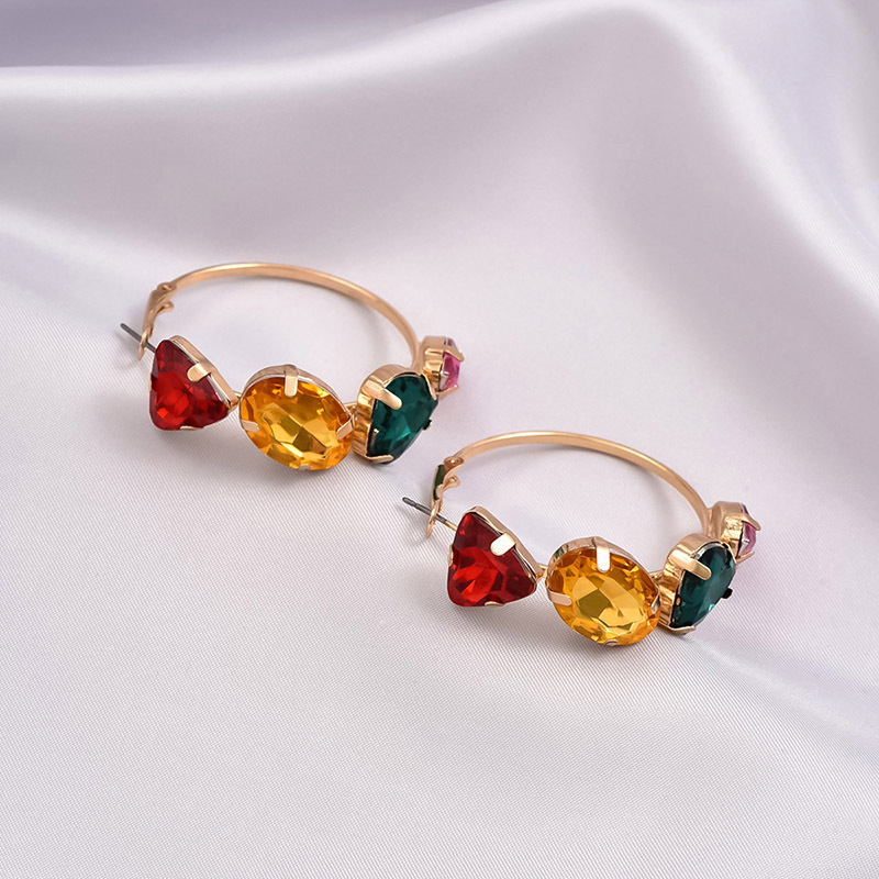 1 Paire Style IG Brillant Géométrique Incruster Alliage Strass Des Boucles D'Oreilles display picture 4