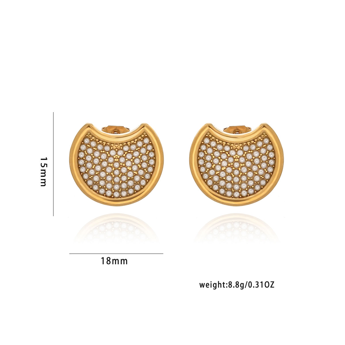 1 Pair Elegant Luxurious Irregular Plating Inlay 304 Stainless Steel Artificial Pearls Rhinestones 18K Gold Plated Ear Studs display picture 2