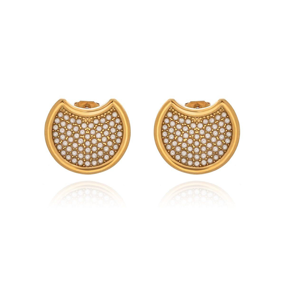 1 Pair Elegant Luxurious Irregular Plating Inlay 304 Stainless Steel Artificial Pearls Rhinestones 18K Gold Plated Ear Studs display picture 1