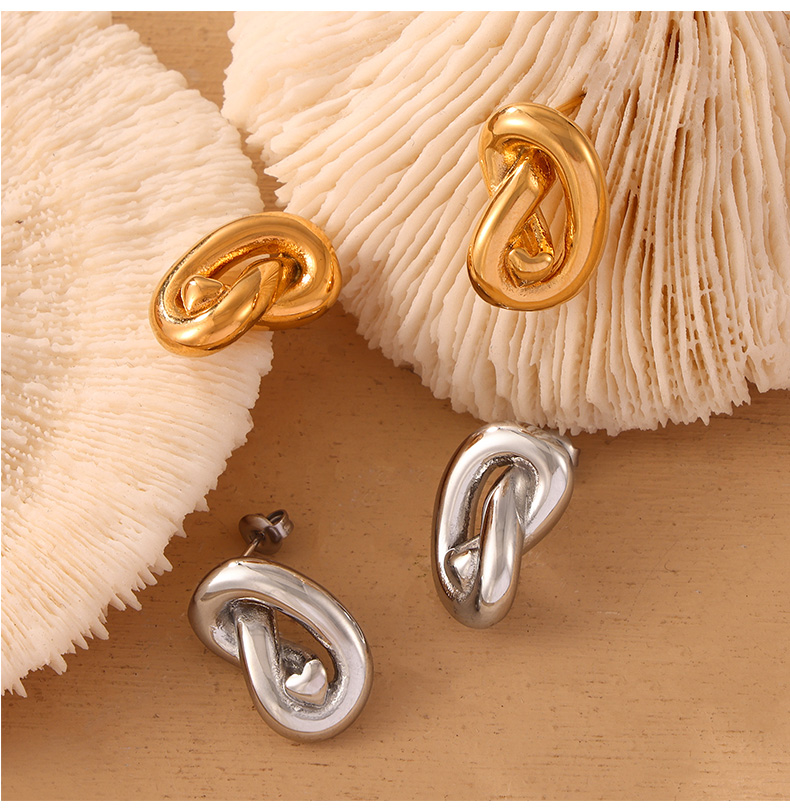 1 Pair Casual Simple Style Commute Knot Titanium Steel 18K Gold Plated Ear Studs display picture 2