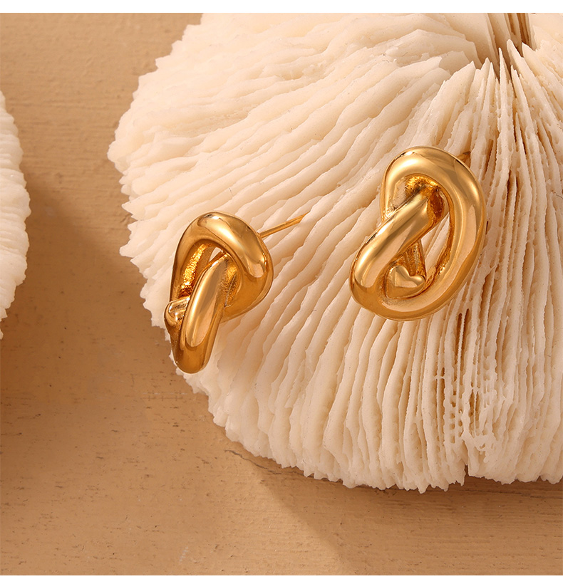 1 Pair Casual Simple Style Commute Knot Titanium Steel 18K Gold Plated Ear Studs display picture 5