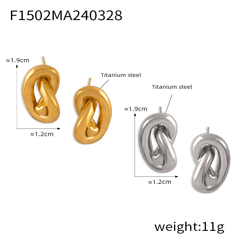 1 Pair Casual Simple Style Commute Knot Titanium Steel 18K Gold Plated Ear Studs display picture 6