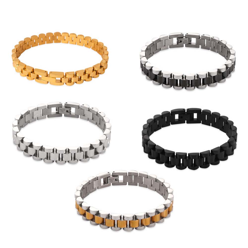 304 Stainless Steel 18K Gold Plated Hip-Hop Retro Plating Color Block Bracelets display picture 2