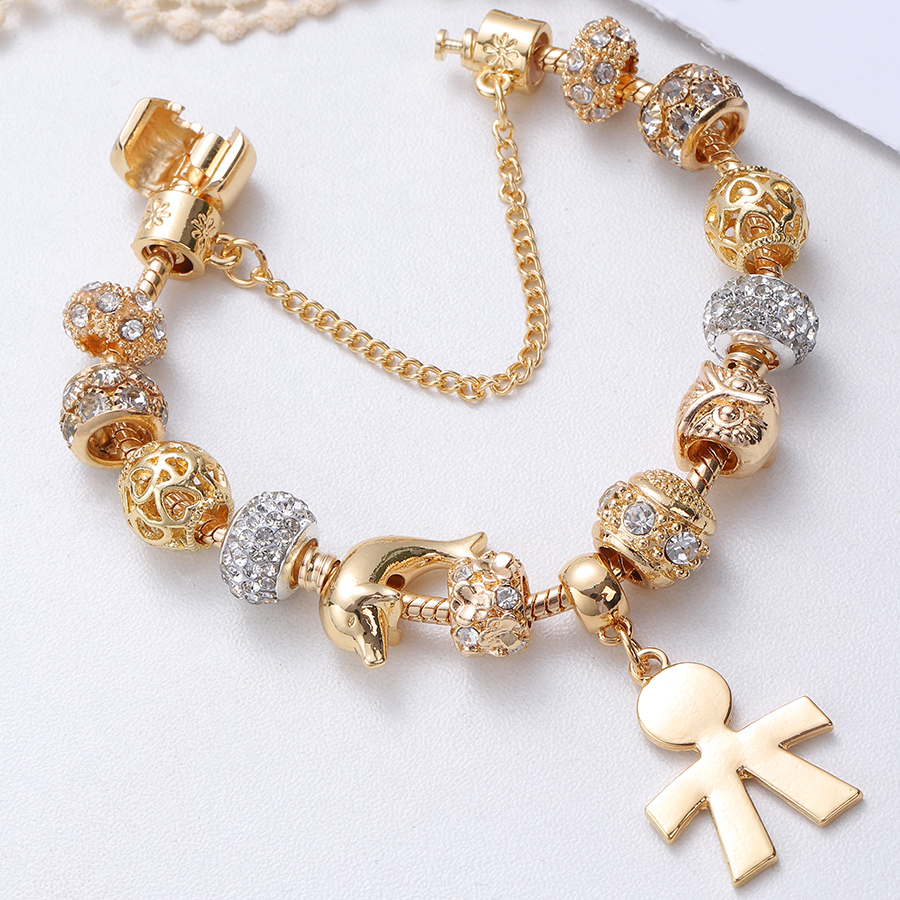 IG Style Cute Modern Style Flower Whale Alloy Brass Beaded Inlay Rhinestones Zircon Kid'S Bracelets display picture 2