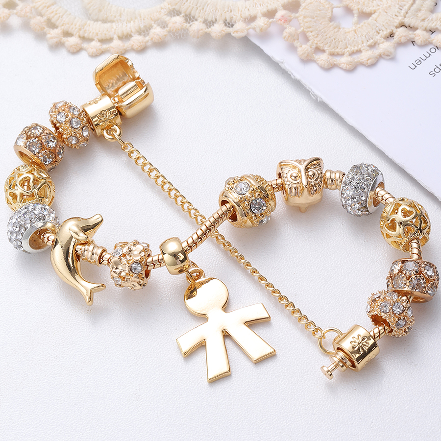 IG Style Cute Modern Style Flower Whale Alloy Brass Beaded Inlay Rhinestones Zircon Kid'S Bracelets display picture 3