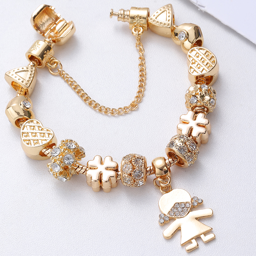 IG Style Cute Modern Style Flower Whale Alloy Brass Beaded Inlay Rhinestones Zircon Kid'S Bracelets display picture 6