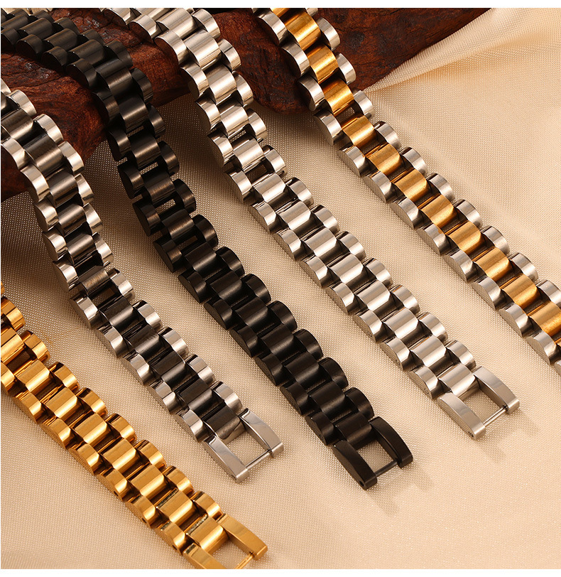 304 Stainless Steel 18K Gold Plated Hip-Hop Retro Plating Color Block Bracelets display picture 8