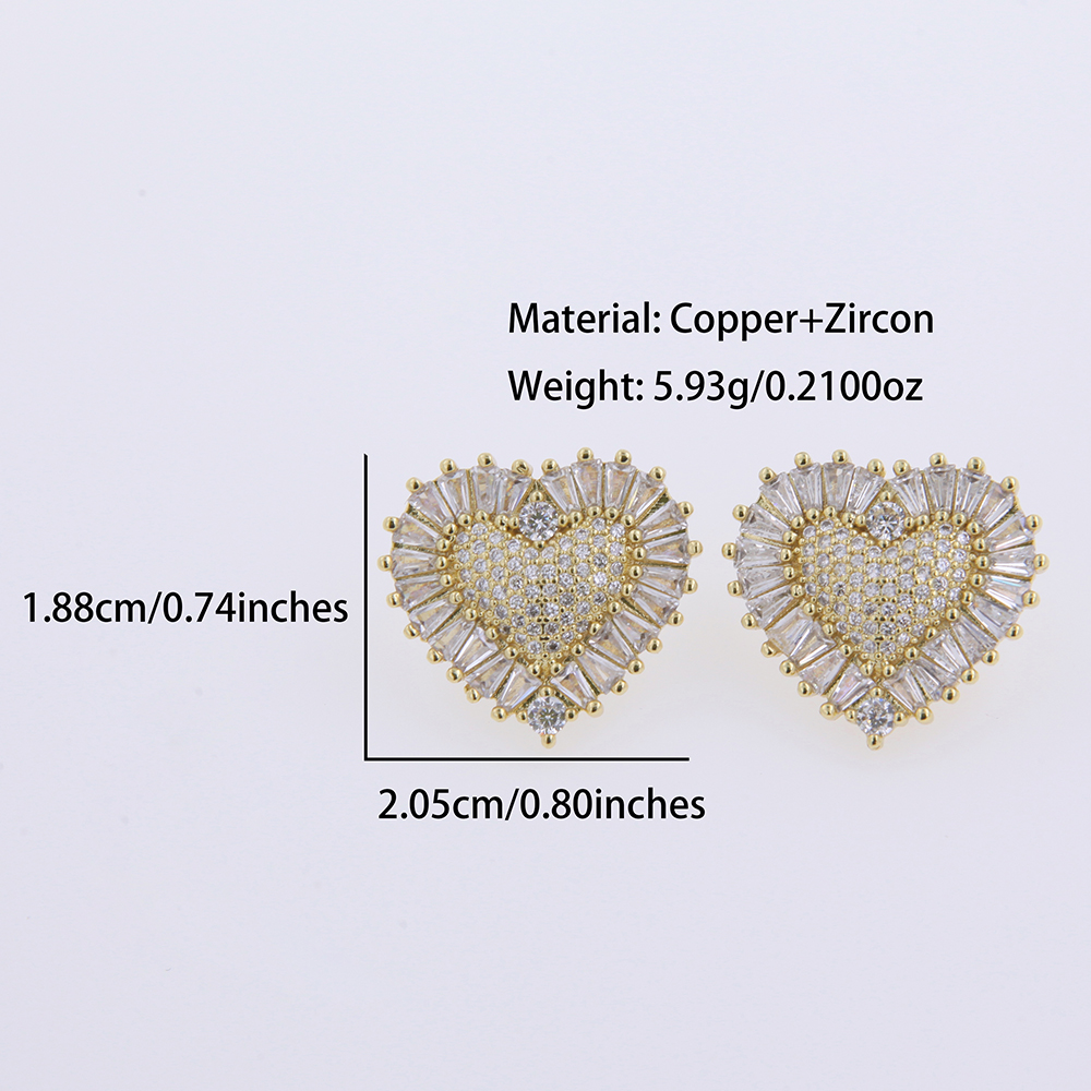 1 Pair Vacation Sweet Heart Shape Plating Inlay Copper Zircon 18K Gold Plated Drop Earrings display picture 1
