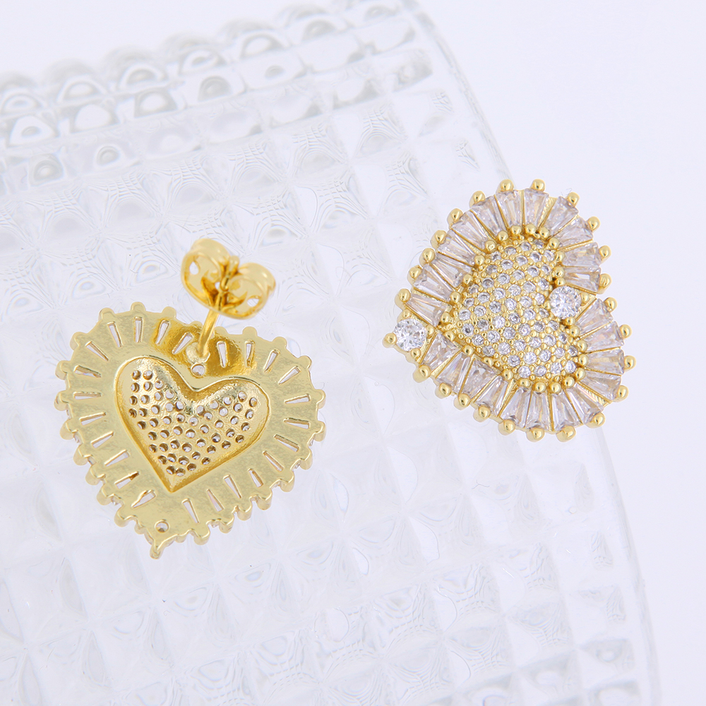 1 Pair Vacation Sweet Heart Shape Plating Inlay Copper Zircon 18K Gold Plated Drop Earrings display picture 4