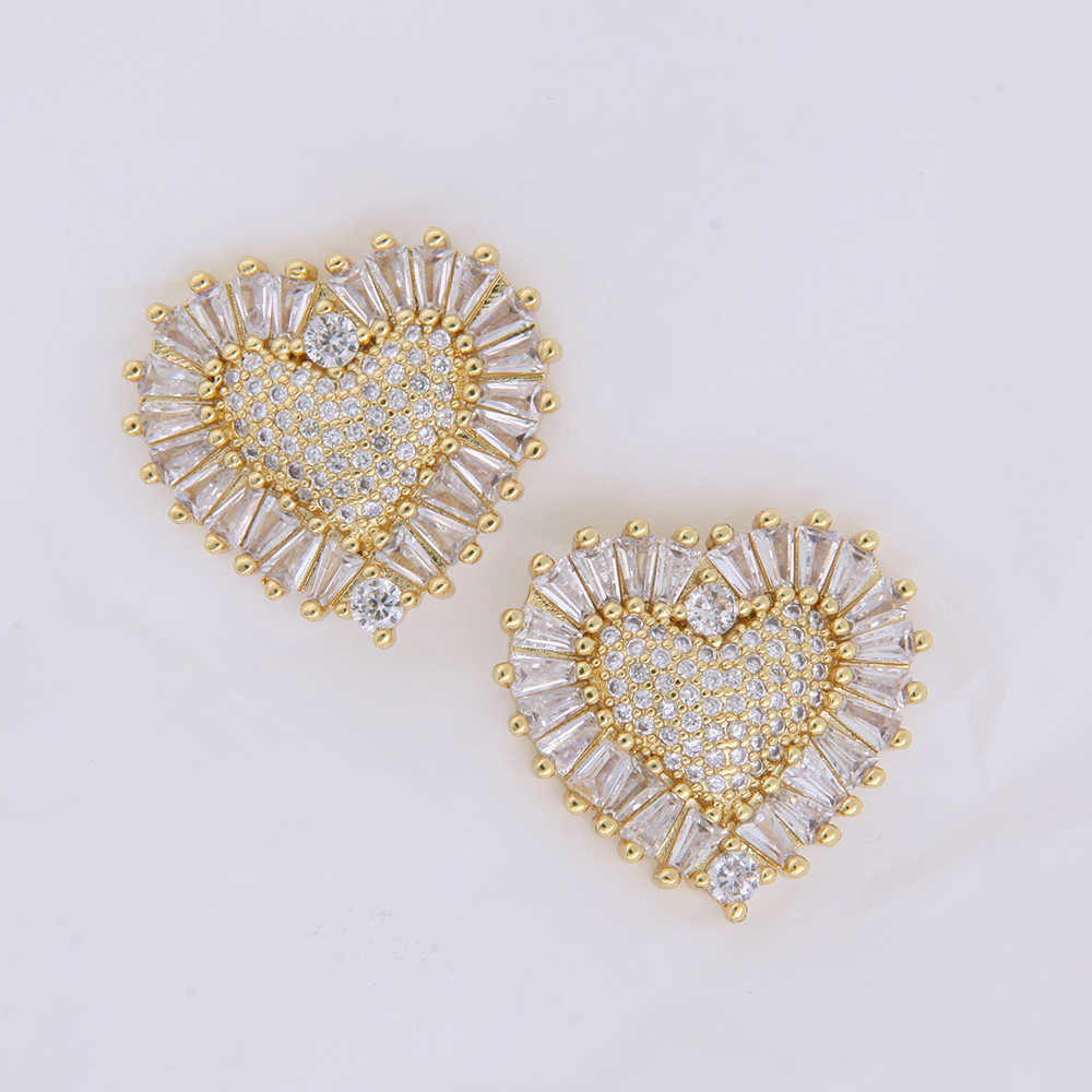 1 Pair Vacation Sweet Heart Shape Plating Inlay Copper Zircon 18K Gold Plated Drop Earrings display picture 2