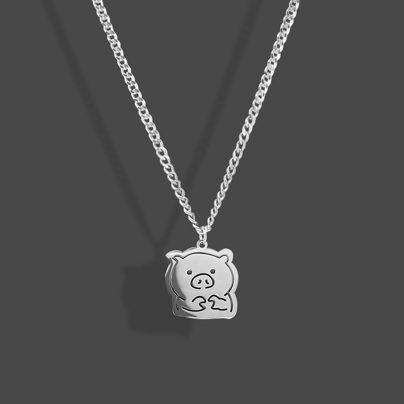 Wholesale Jewelry Casual Cute Modern Style Pig Titanium Steel Iron Pendant Necklace display picture 3