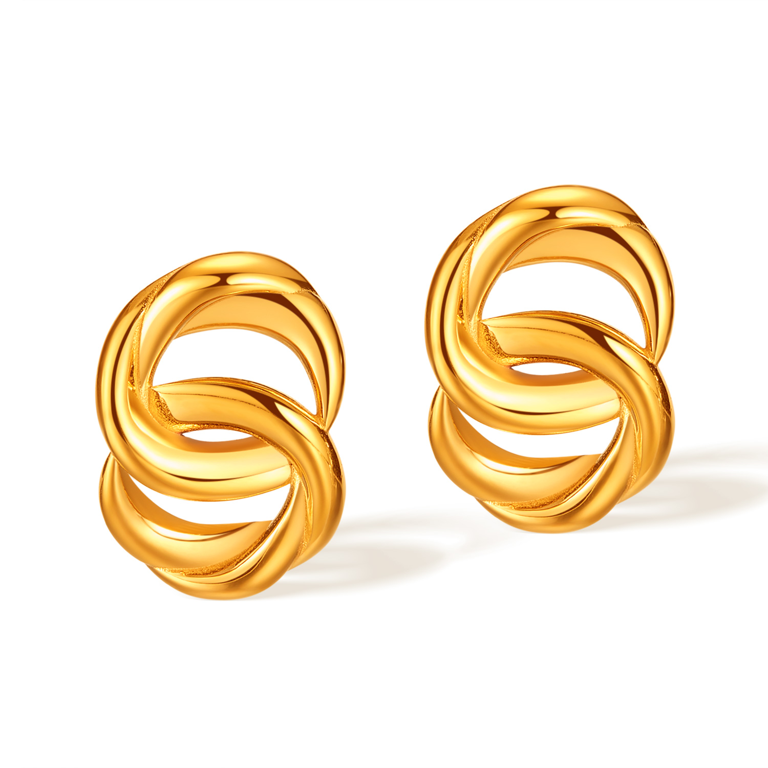 1 Pair Vintage Style Simple Style Double Ring 304 Stainless Steel Ear Studs display picture 1