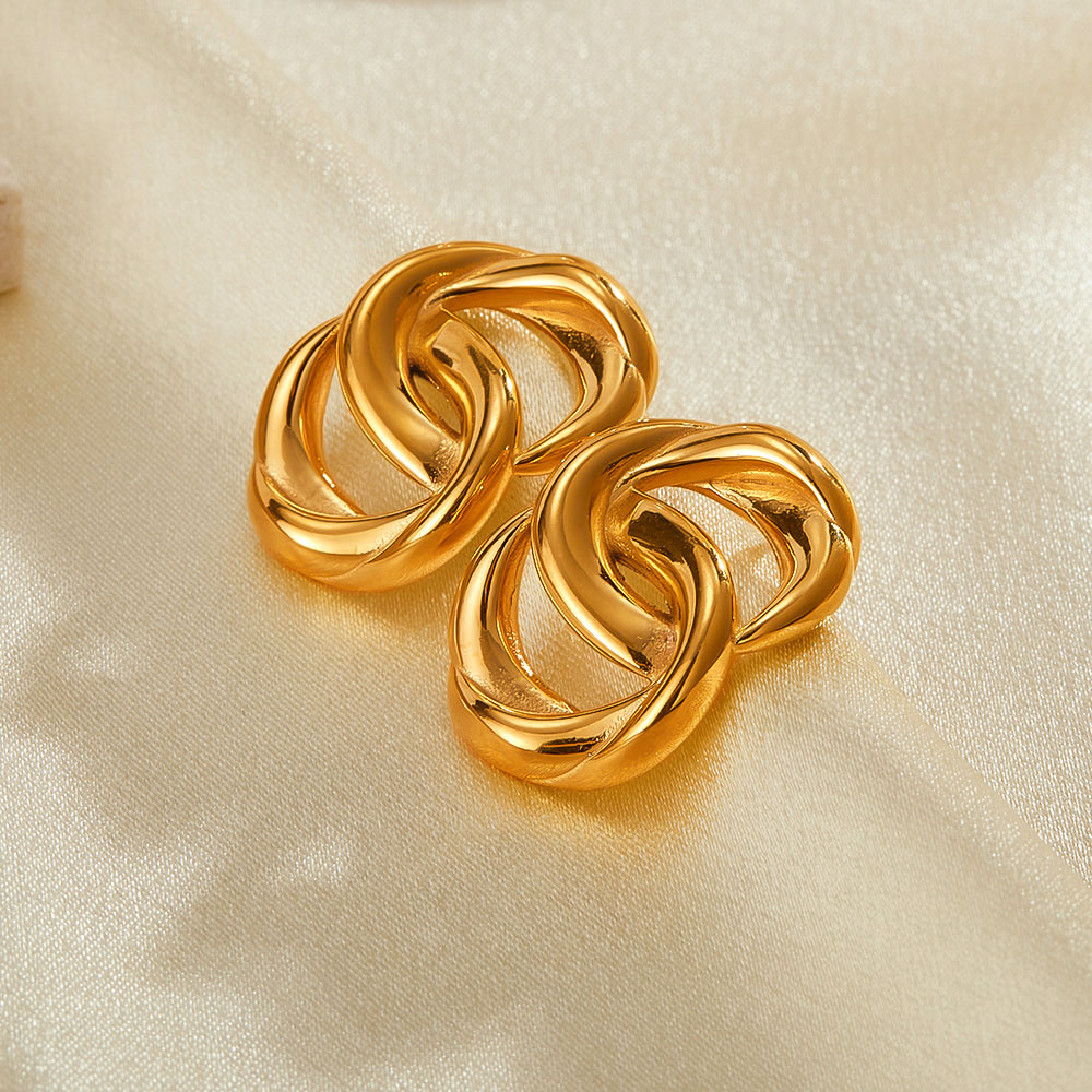 1 Pair Vintage Style Simple Style Double Ring 304 Stainless Steel Ear Studs display picture 10