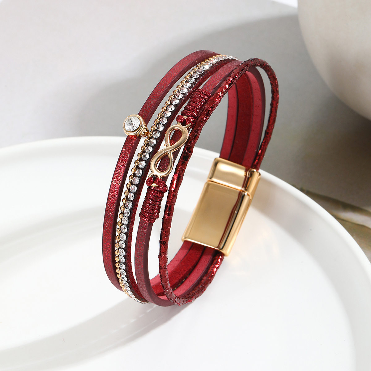 Basic Modern Style Classic Style Infinity Pu Leather Layered Women's Bracelets display picture 5