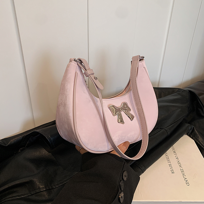 Women's Medium Pu Leather Solid Color Bow Knot Classic Style Streetwear Zipper Underarm Bag display picture 6