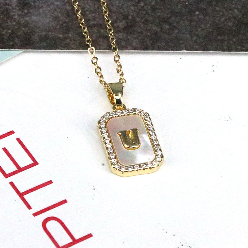 Le Cuivre Plaqué Or 18K Style Simple Style Classique Placage Incruster Lettre Coquille Pendentif display picture 3