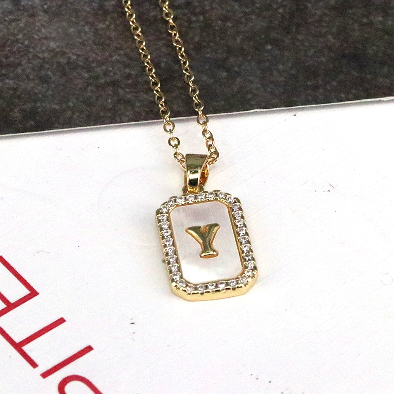 Copper 18K Gold Plated Simple Style Classic Style Plating Inlay Letter Shell Pendant Necklace display picture 10