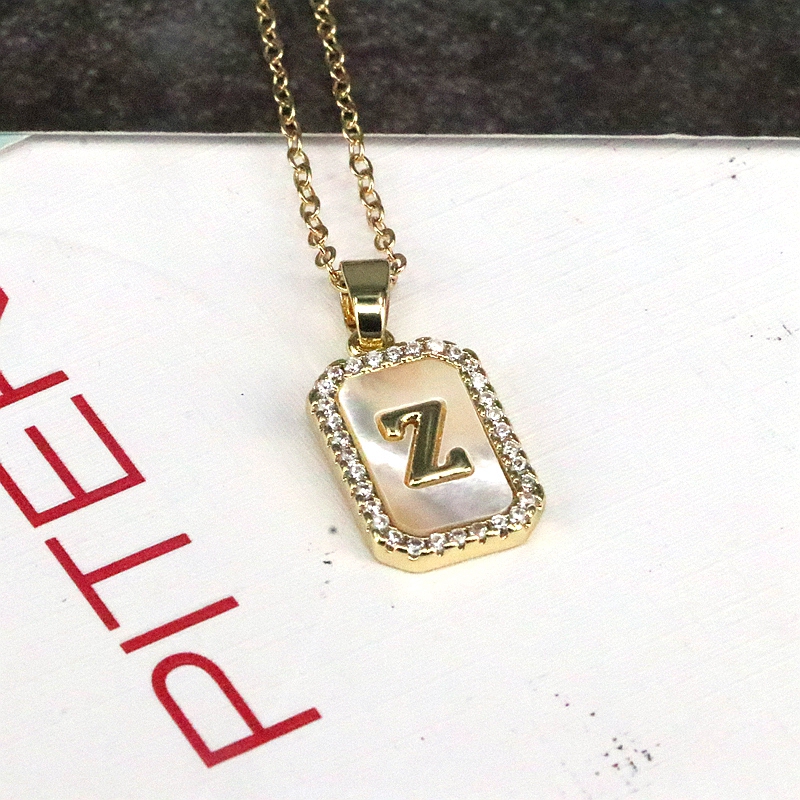 Copper 18K Gold Plated Simple Style Classic Style Plating Inlay Letter Shell Pendant Necklace display picture 22