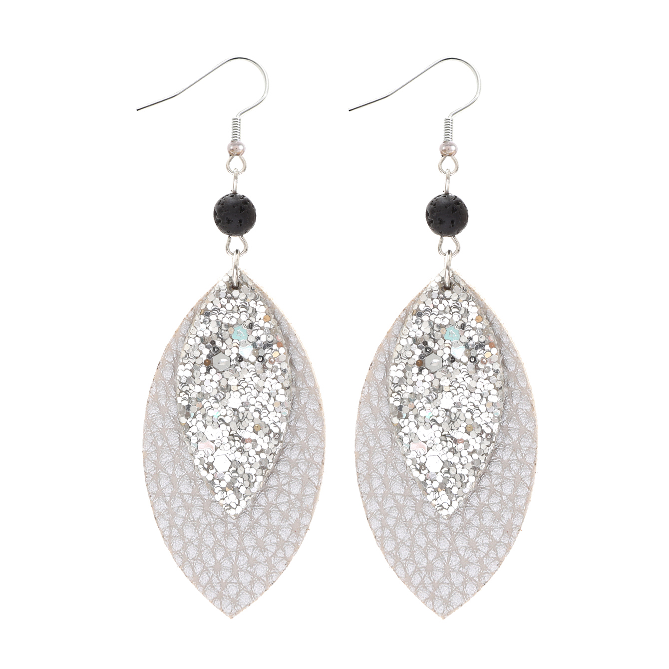 1 Pair Casual Simple Style Commute Leaves Sequins Pu Leather Drop Earrings display picture 5