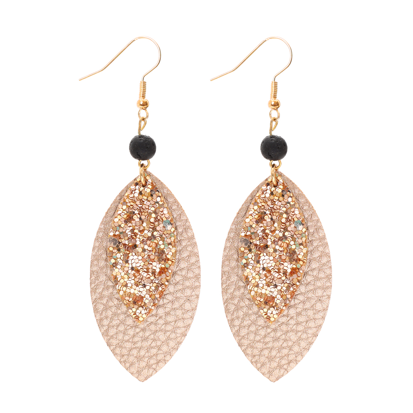 1 Pair Casual Simple Style Commute Leaves Sequins Pu Leather Drop Earrings display picture 6