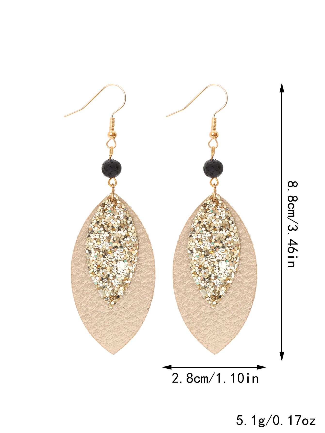 1 Pair Casual Simple Style Commute Leaves Sequins Pu Leather Drop Earrings display picture 7