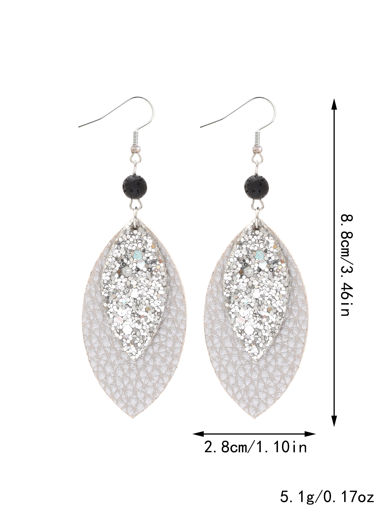 1 Pair Casual Simple Style Commute Leaves Sequins Pu Leather Drop Earrings display picture 8