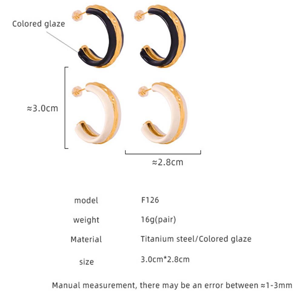 1 Paire Style Simple Style Classique Bloc De Couleur Placage Acier Au Titane Plaqué Or 18K Boucles D'Oreilles display picture 3