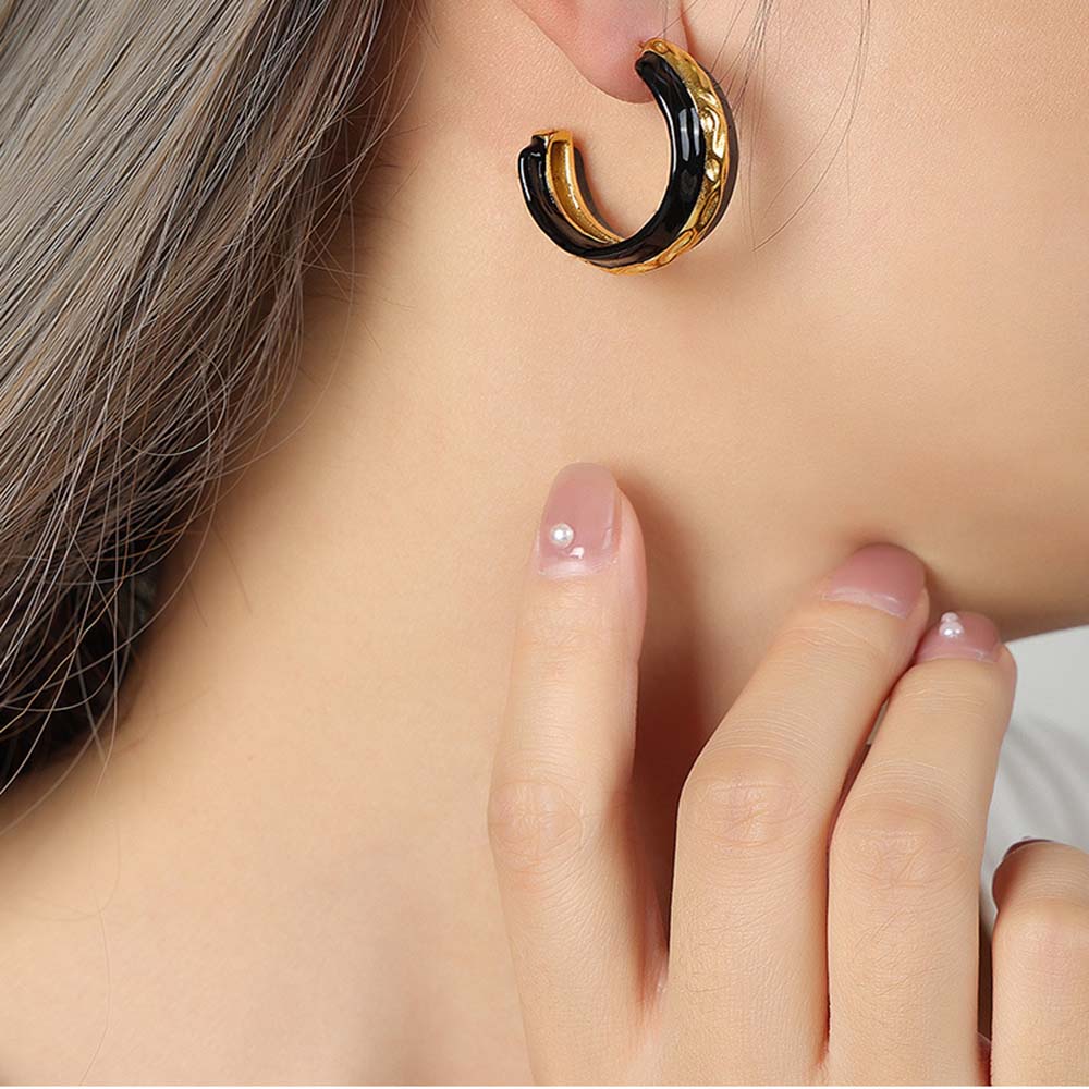 1 Pair Simple Style Classic Style Color Block Plating Titanium Steel 18K Gold Plated Ear Studs display picture 6
