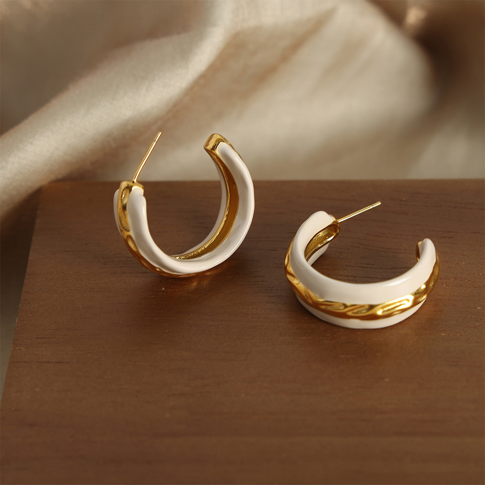 1 Pair Simple Style Classic Style Color Block Plating Titanium Steel 18K Gold Plated Ear Studs display picture 8