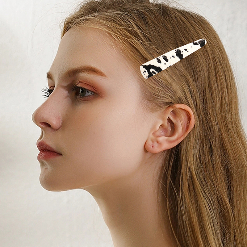 Women's Vintage Style Simple Style Color Block Leather Printing Hair Clip display picture 4