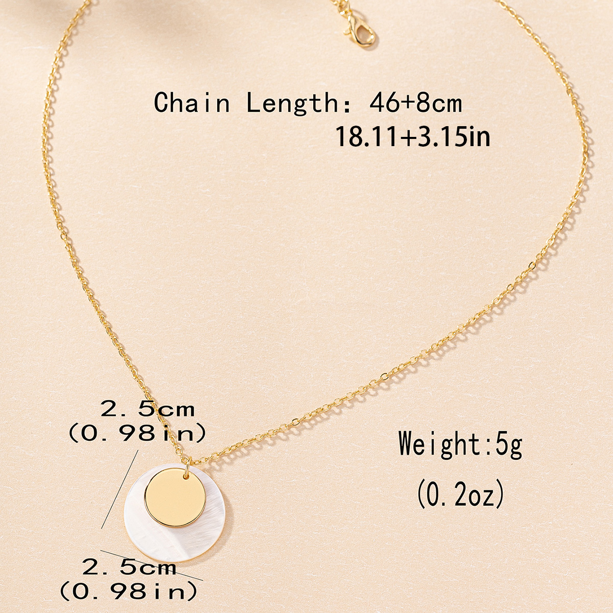 Wholesale Jewelry Casual Simple Style Round Shell Iron Pendant Necklace display picture 1