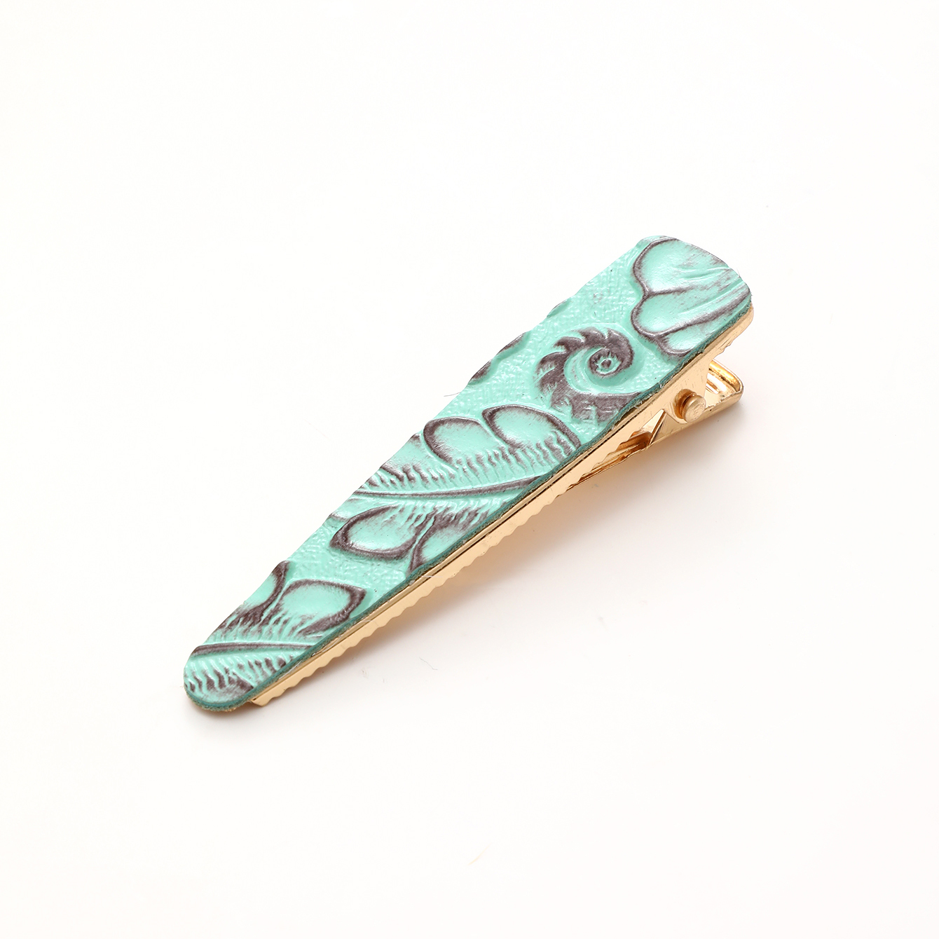 Women's Vintage Style Simple Style Color Block Leather Printing Hair Clip display picture 6