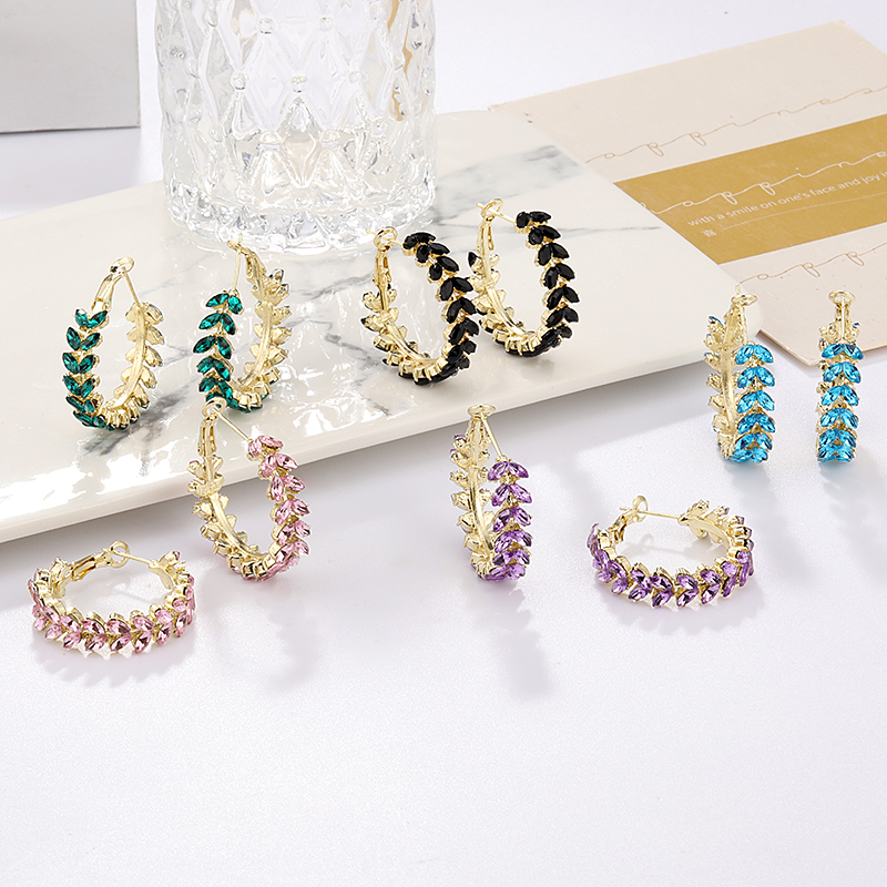 1 Pair Simple Style Classic Style Color Block Inlay Alloy Rhinestones Earrings display picture 6