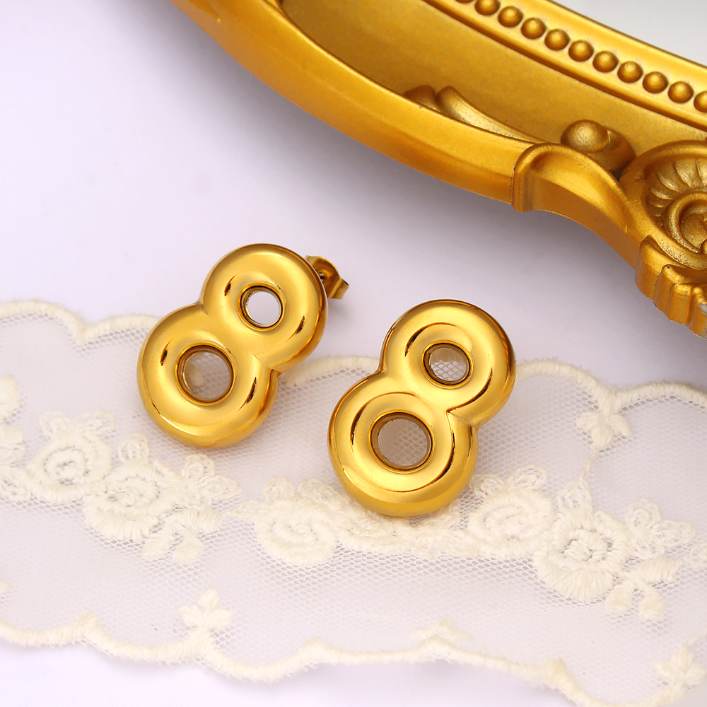 1 Pair Modern Style Simple Style Infinity 304 Stainless Steel 18K Gold Plated Ear Studs display picture 4