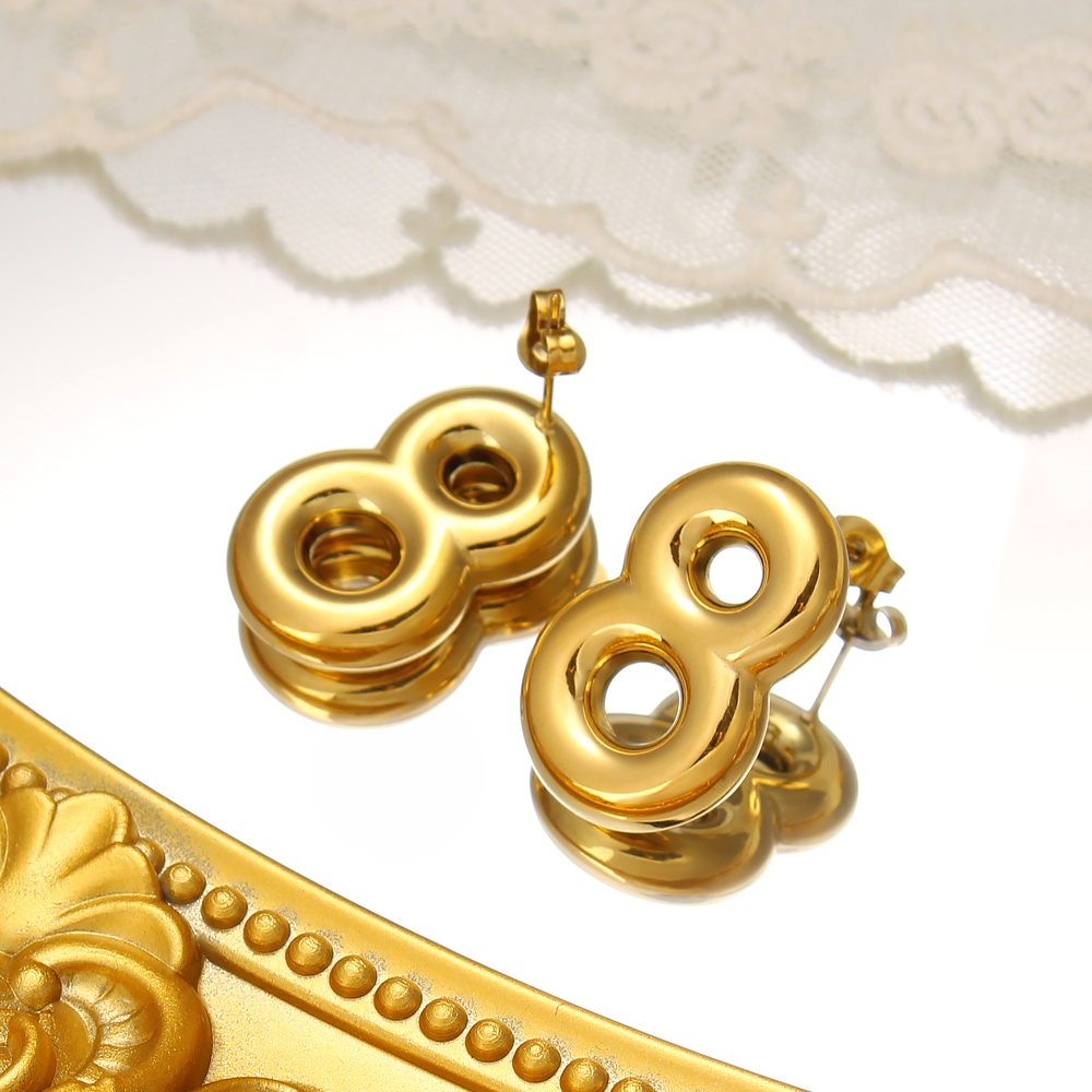 1 Pair Modern Style Simple Style Infinity 304 Stainless Steel 18K Gold Plated Ear Studs display picture 8