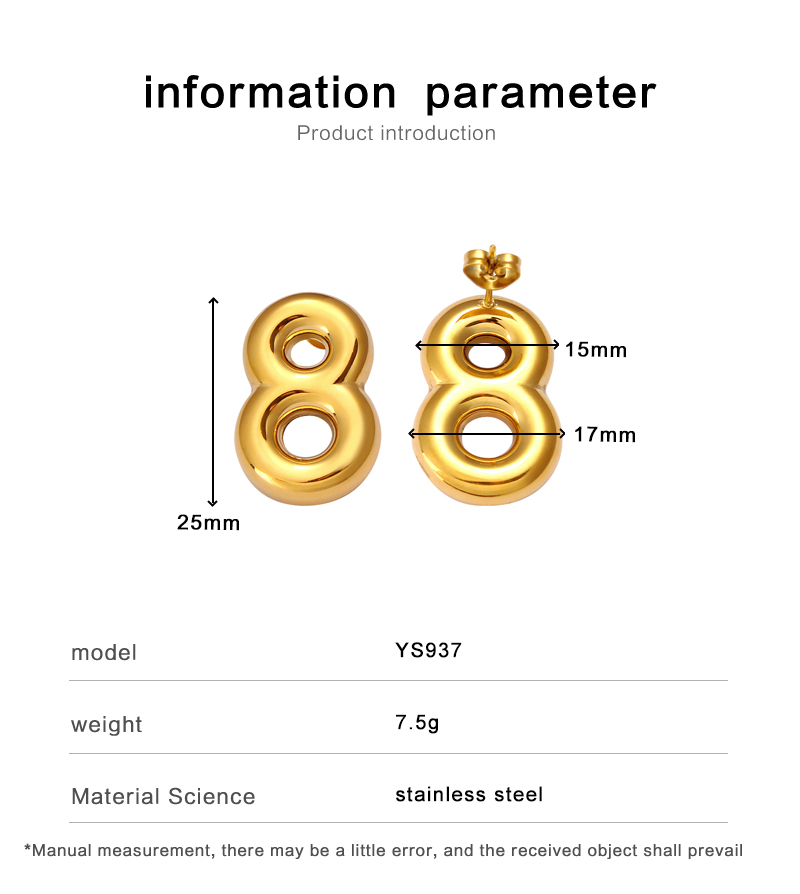 1 Pair Modern Style Simple Style Infinity 304 Stainless Steel 18K Gold Plated Ear Studs display picture 1