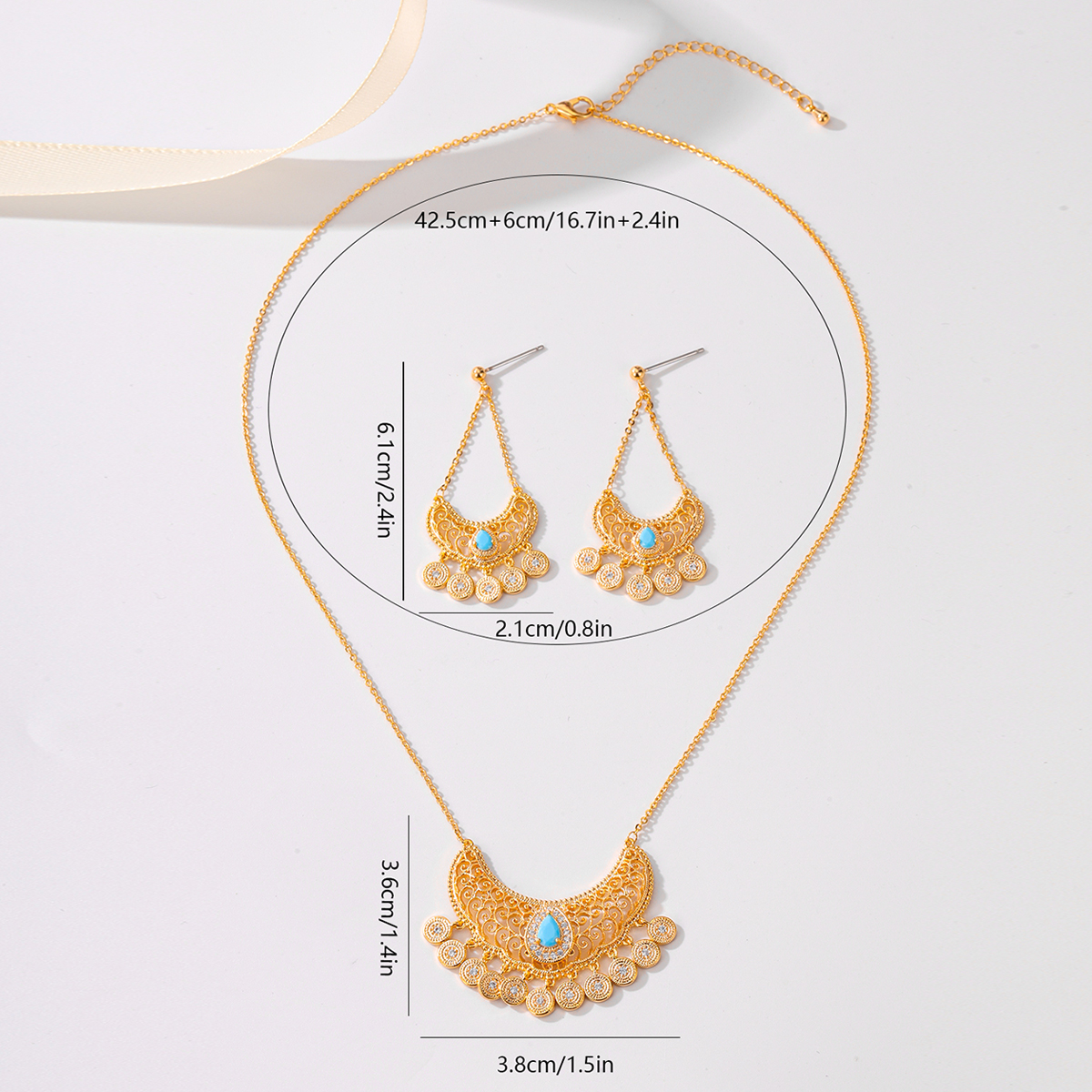 Cobre Chapados en oro de 18k Glamour Retro Embutido Color Sólido Circón Conjunto De Joyas display picture 1