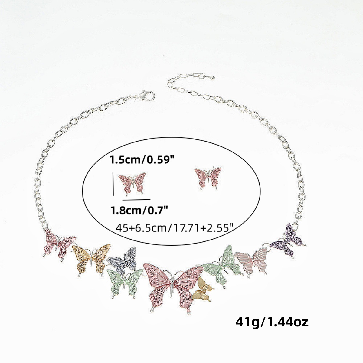 Süss Einfacher Stil Schmetterling Legierung Emaille Frau Ohrringe Halskette display picture 1