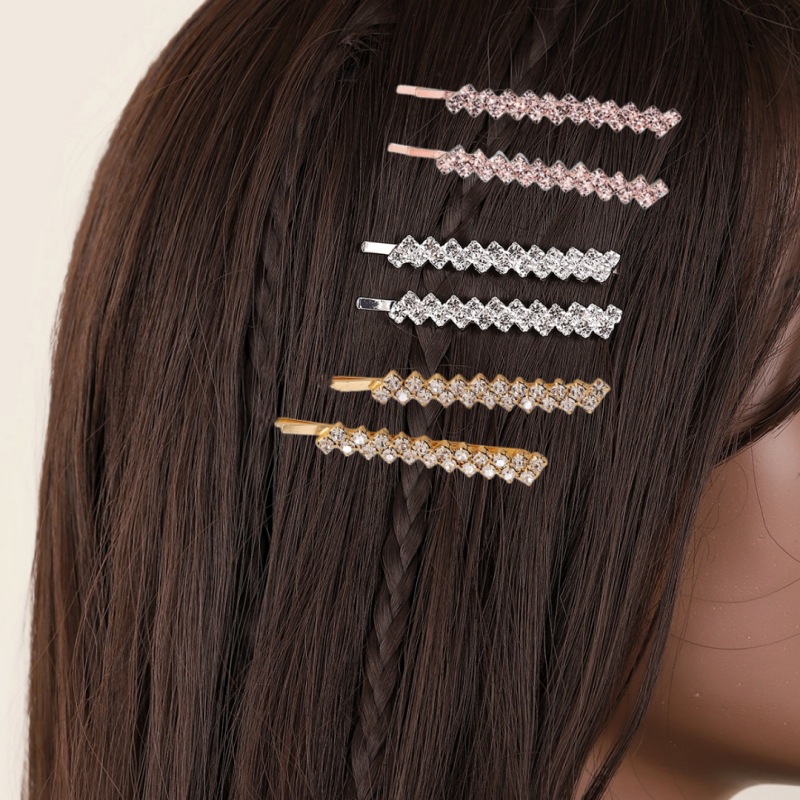 Women's Elegant Shiny Solid Color Metal Inlay Rhinestones Hair Clip display picture 2