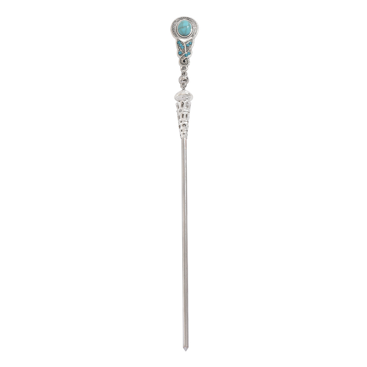 Women's Ethnic Style Water Droplets Metal Inlay Turquoise Rhinestones Hairpin display picture 1