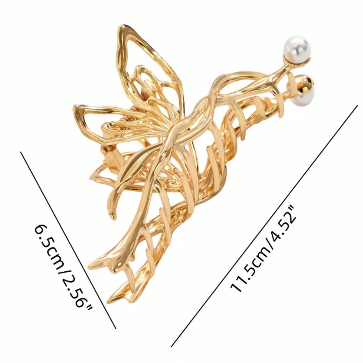 Frau IG-Stil Einfacher Stil Schmetterling Metall Aushöhlen Inlay Perle Haarkrallen display picture 1