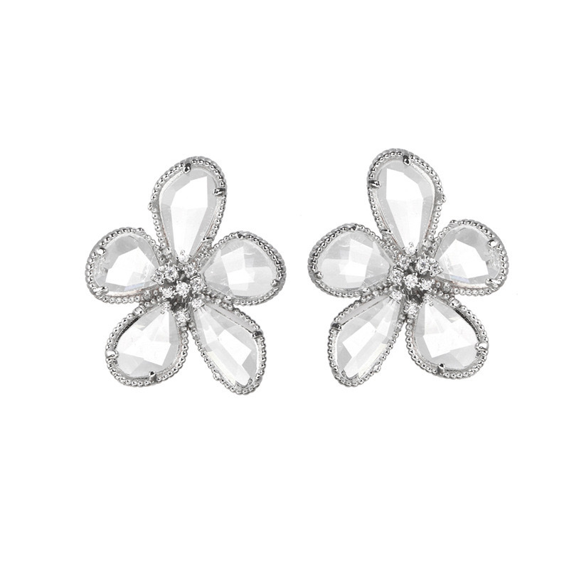 1 Pair Sweet Shiny Flower Inlay Glass Glass Crystal Zircon Ear Studs display picture 1