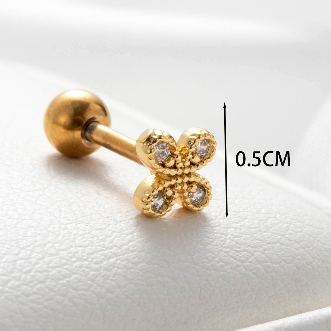 1 Piece Casual French Style Korean Style Heart Shape Flower Chain Inlay Copper Zircon Cartilage Earrings display picture 3