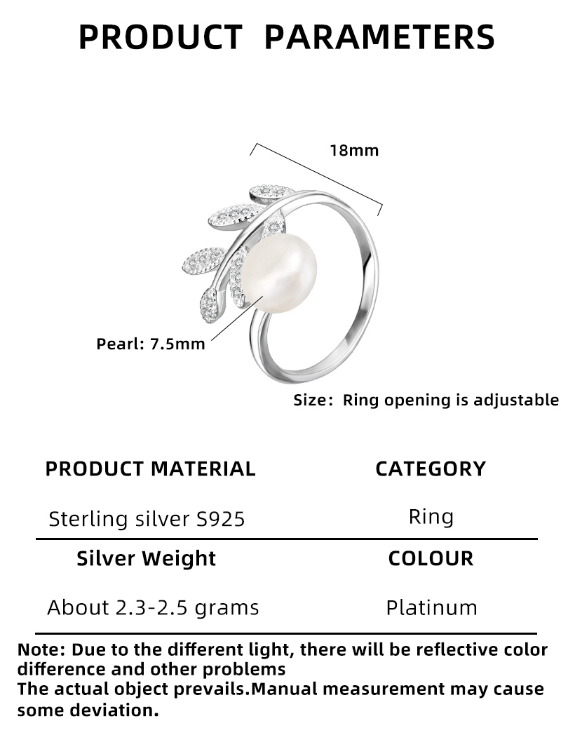 Sterling Silber Weißgold Plattiert Elegant Glam Luxuriös Polieren Überzug Inlay Einfarbig Perle Offener Ring display picture 2