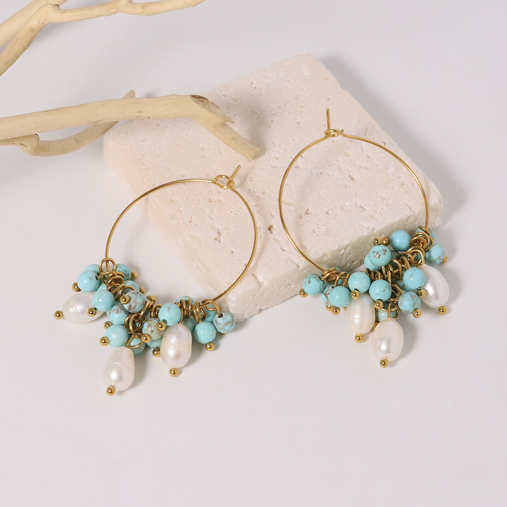 1 Paar Einfacher Stil Klassischer Stil Blume Inlay Titan Stahl Perle 18 Karat Vergoldet Ohrringe display picture 6