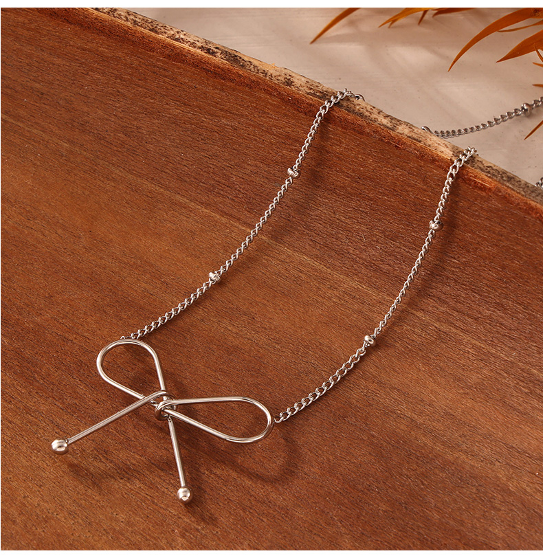 Titanium Steel 18K Gold Plated Casual Simple Style Commute Plating Bow Knot Bracelets Necklace display picture 4